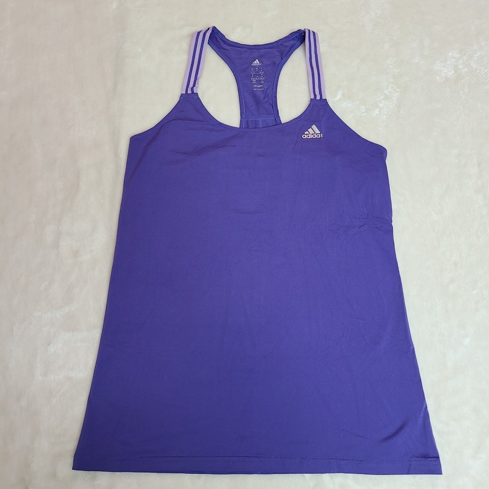 Adidas Women's Purple Relaxed Fit Racerback Tank Top Workout Running Gym Size M